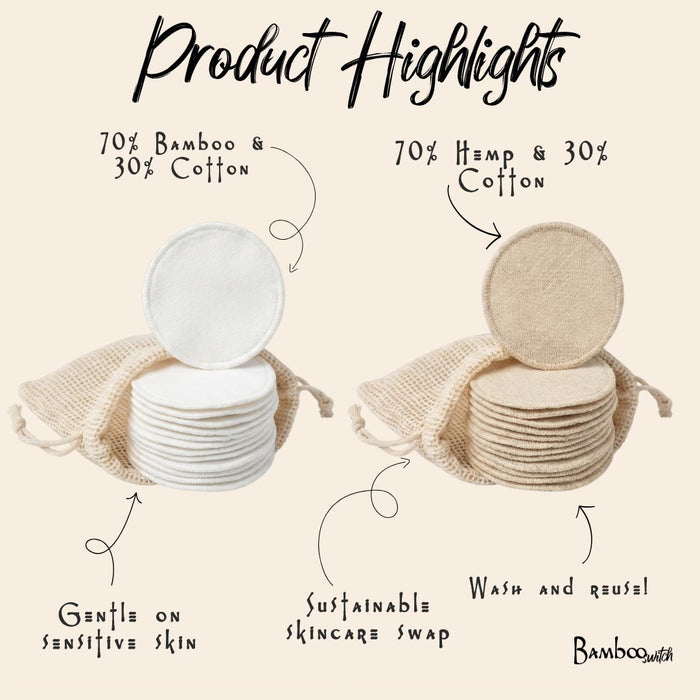 Reusable Facial Rounds + Mesh Washable Bag
