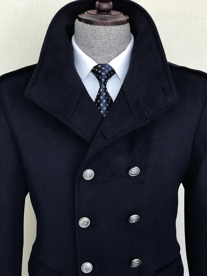 Alaska Dark Blue Double Breasted Coat by Italian Vega®