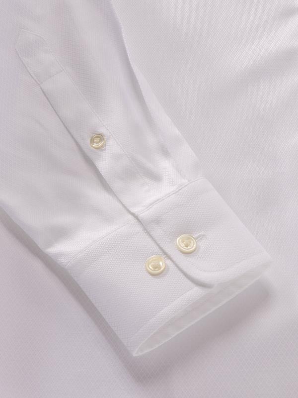Antonello White Solid Full Sleeve Single Cuff Tailored Fit Classic Formal Two Ply Mercerized Cotton Shirt