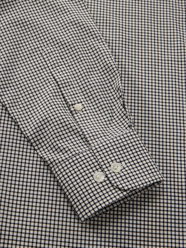 Barboni Black & White Check Full Sleeve Single Cuff Tailored Fit Classic Formal Silk Touch Egyptian Giza Cotton Shirt