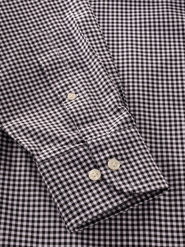 Barboni Black & White Full Sleeve Single Cuff Classic Fit Classic Formal Silk Touch Egyptian Giza Cotton Shirt