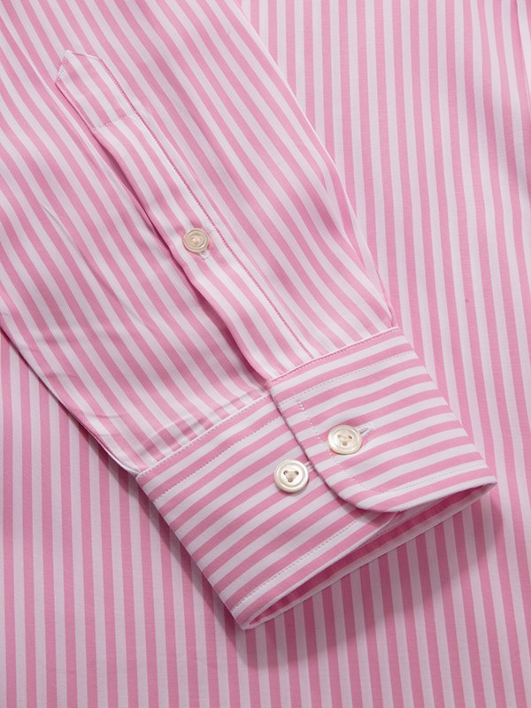 Barboni Pink Striped Full Sleeve Single Cuff Tailored Fit Formal Silk Touch Egyptian Giza Cotton Shirt