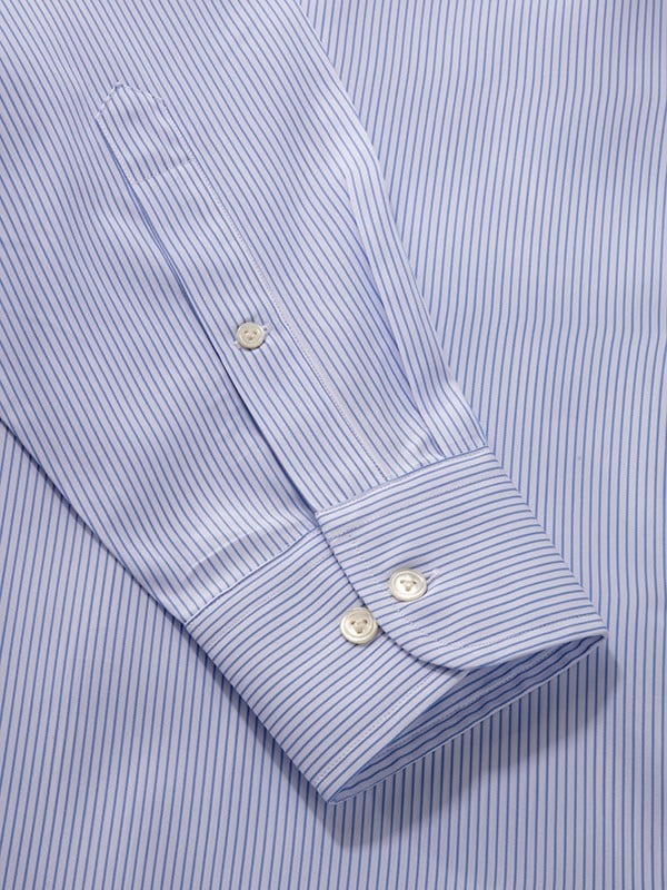 Barboni Sky Striped Full Sleeve Single Cuff Classic Fit Classic Formal Silk Touch Egyptian Giza Cotton Shirt