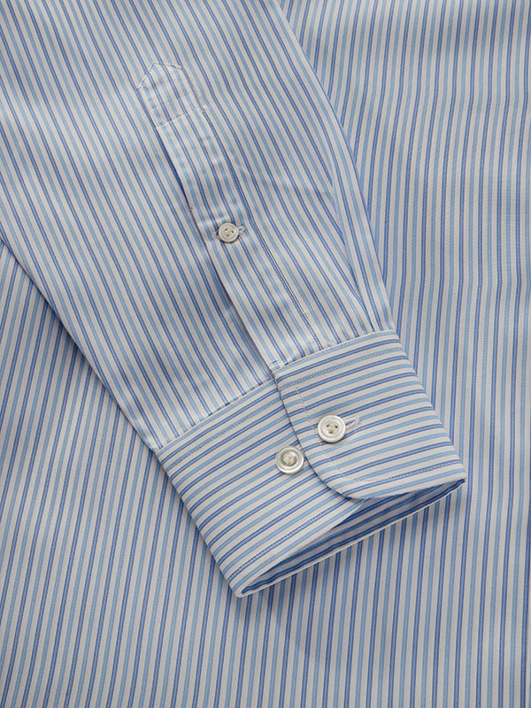 Barboni Sky Striped Full Sleeve Single Cuff Classic Fit Classic Formal Silk Touch Egyptian Giza Cotton Shirt
