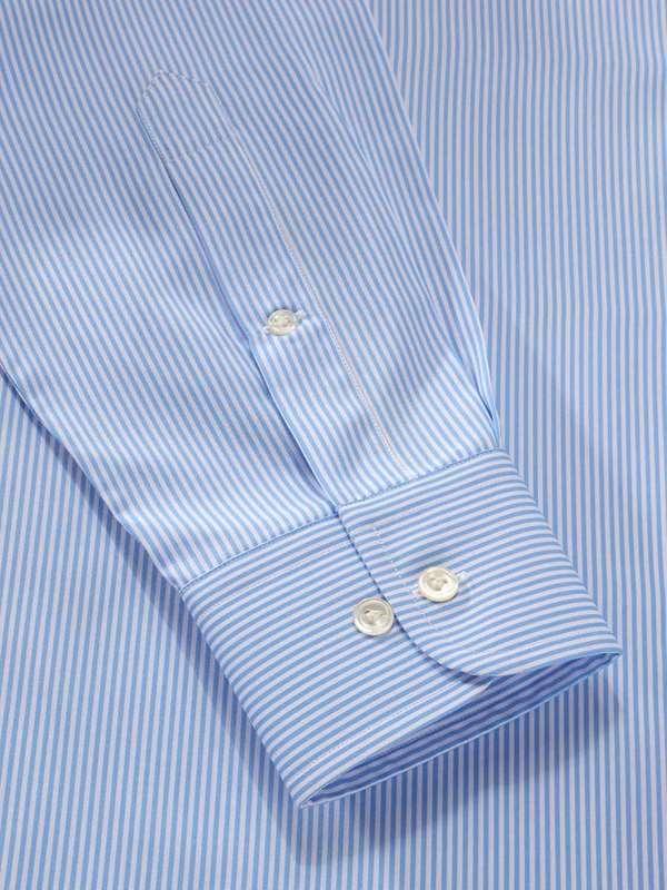Barboni Sky Striped Full Sleeve Single Cuff Classic Fit Formal Silk Touch Egyptian Giza Cotton Shirt