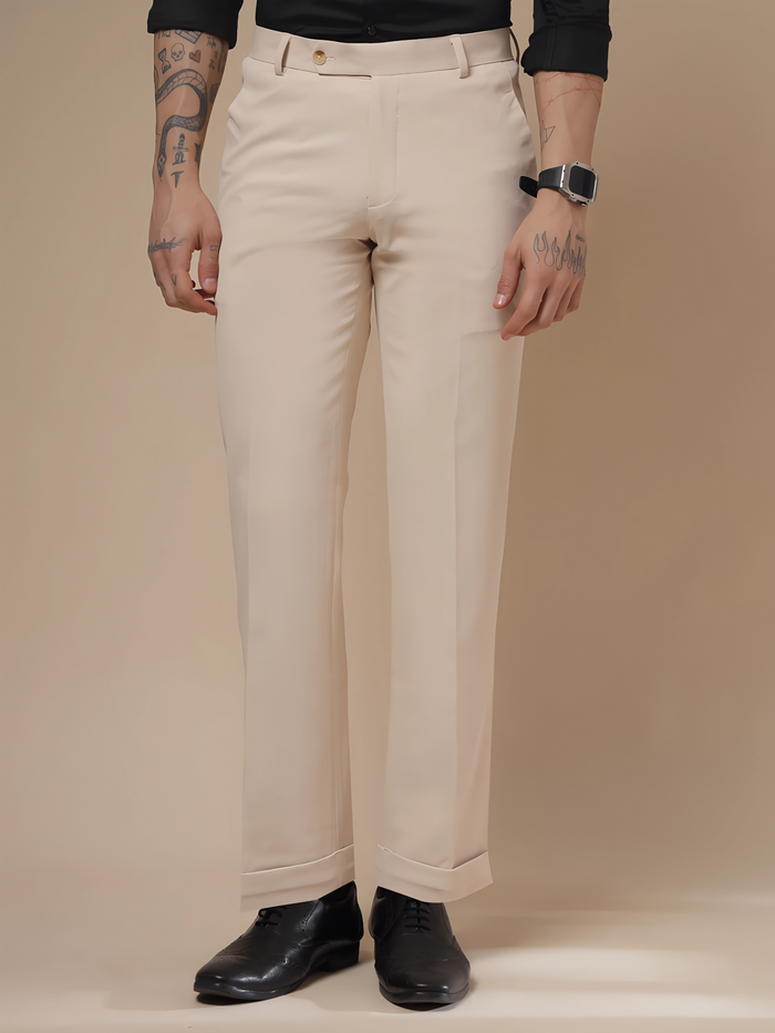 Beige Men Formal Pants by ITALIAN VEGA®
