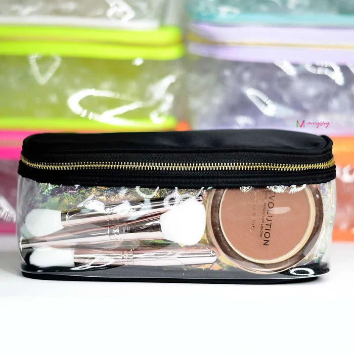 Brighten Up Nylon & Clear Rectangle Makeup Bag