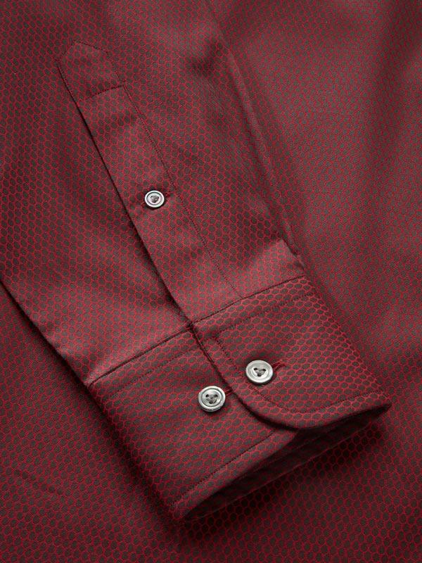 Bruciato Maroon Solid Full Sleeve Single Cuff Classic Fit Semi Formal Dark Two Ply Mercerized Cotton Shirt