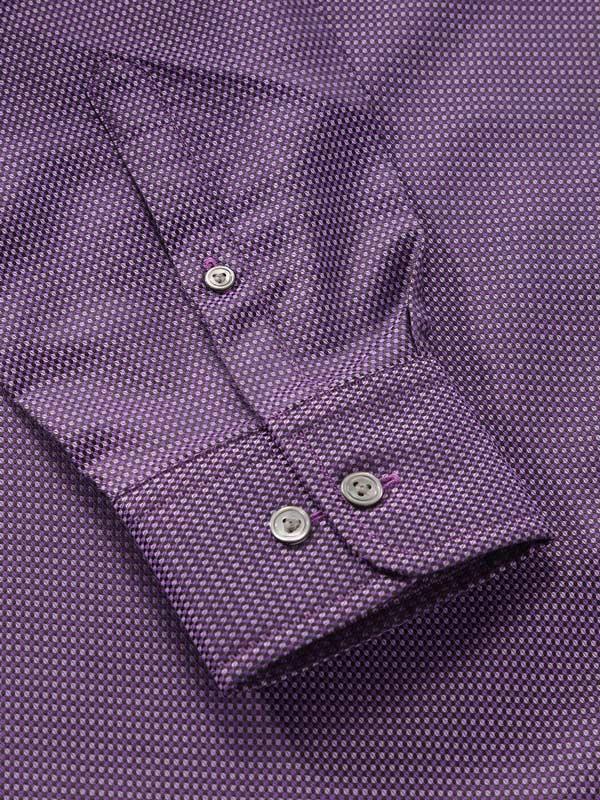 Bruciato Purple Solid Full Sleeve Single Cuff Tailored Fit Semi Formal Dark Two Ply Mercerized Cotton Shirt
