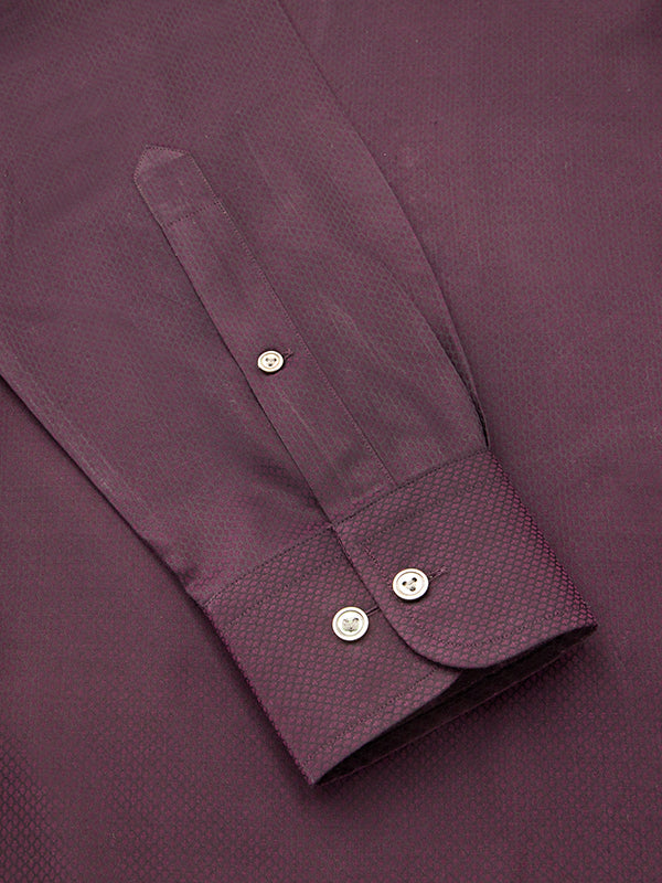 Carletti Aubergine Solid Full Sleeve Single Cuff Classic Fit Semi Formal Dark Italian 100’s Cotton Shirt
