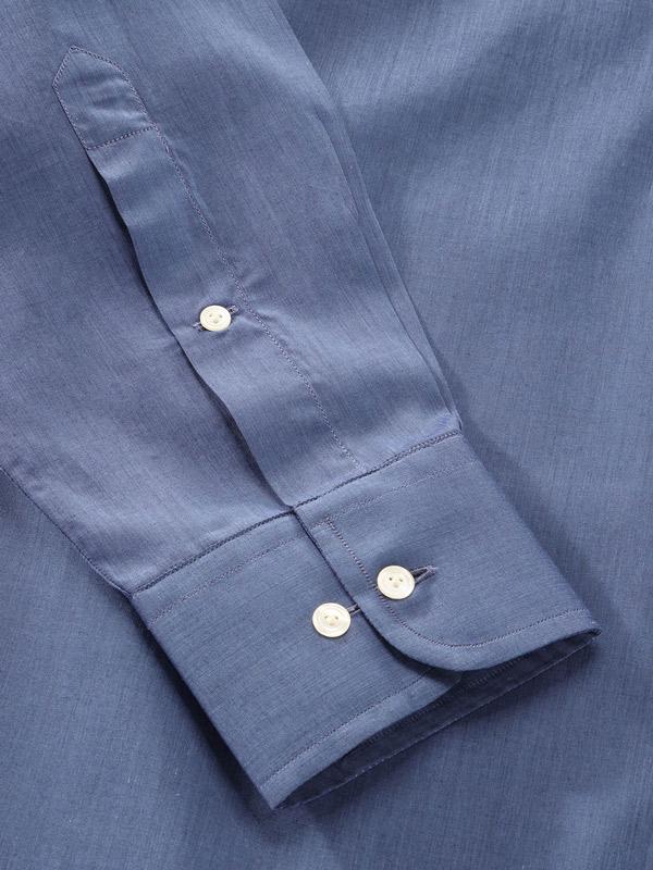 Carletti Blue Solid Full Sleeve Single Cuff Classic Fit Semi Formal Dark Italian 100’s Cotton Shirt