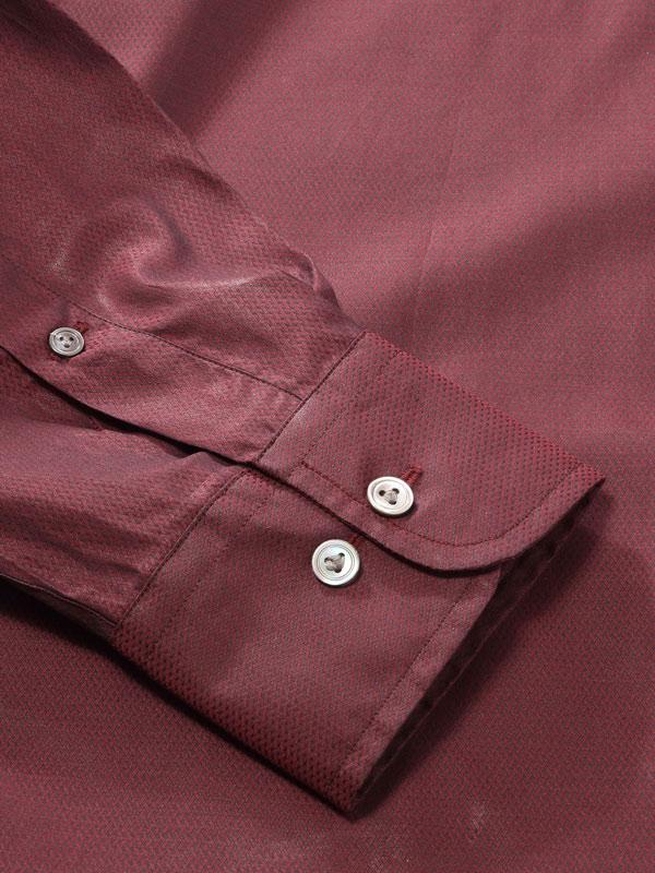 Carletti Burgundy Solid Full Sleeve Single Cuff Classic Fit Semi Formal Dark Italian 100's Cotton Shirt