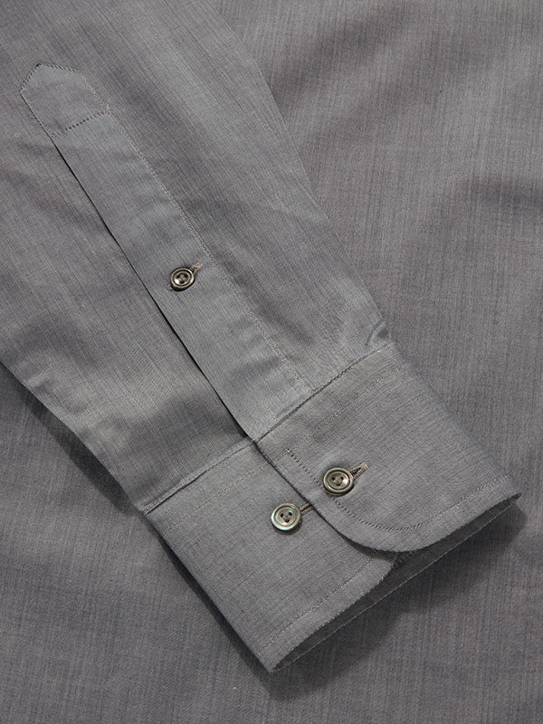 Carletti Grey Solid Full Sleeve Single Cuff Classic Fit Semi Formal Dark Italian 100's Cotton Shirt