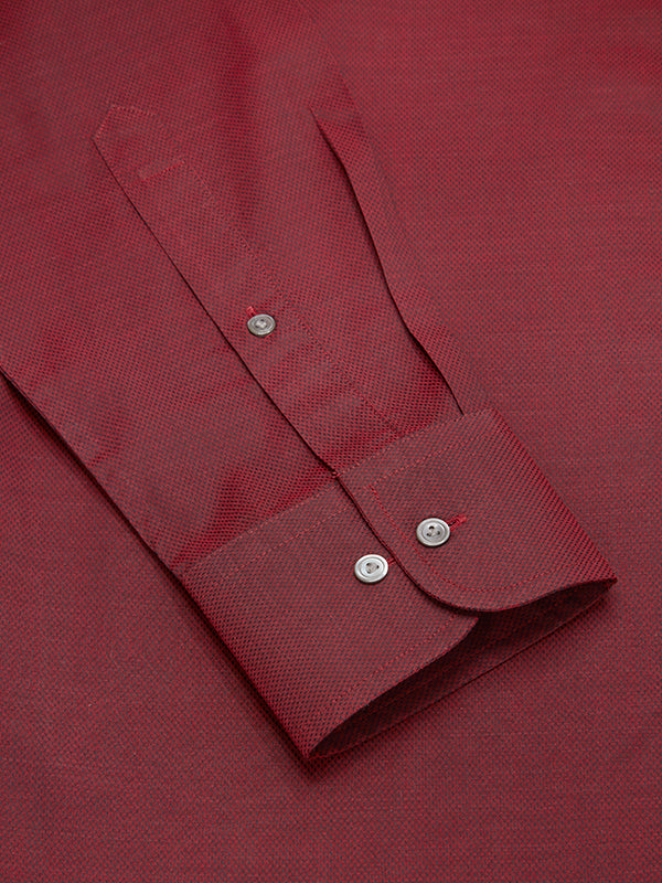 Carletti Maroon Solid Full Sleeve Single Cuff Classic Fit Semi Formal Dark Italian 100's Cotton Shirt