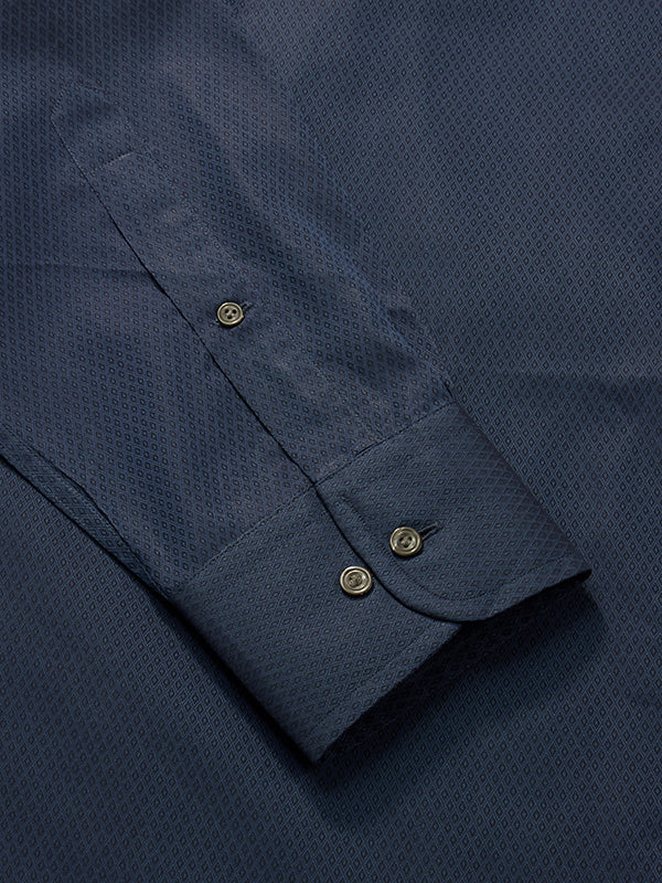 Carletti Navy Solid Full Sleeve Single Cuff Classic Fit Semi Formal Dark Italian 100's Cotton Shirt
