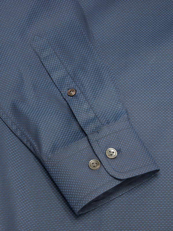 Carletti Navy Solid Full Sleeve Single Cuff Tailored Fit Semi Formal Dark Italian 100's Cotton Shirt
