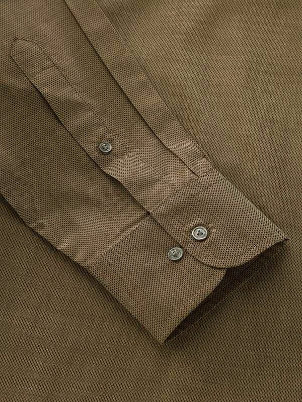 Carletti Olive Solid Full Sleeve Single Cuff Classic Fit Semi Formal Dark Italian 100's Cotton Shirt