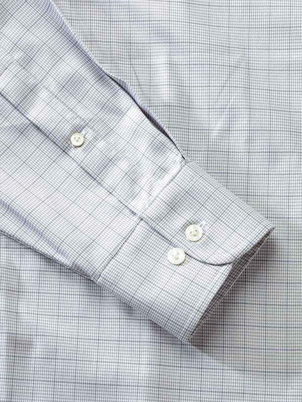 Cascia Light Grey Check Full Sleeve Single Cuff Classic Formal Cotton Shirt