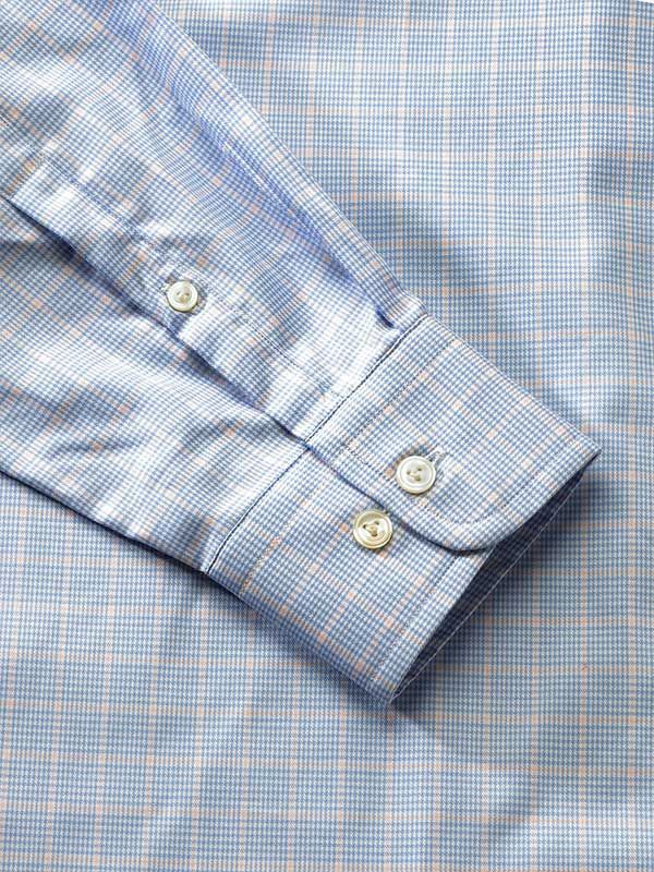 Cascia Sky Check Full Sleeve Single Cuff Classic Formal Cotton Shirt