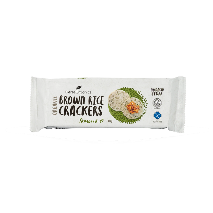 Ceres Organics Brown Rice Crackers Green Tea & Seaweed - 115g - L'Organic