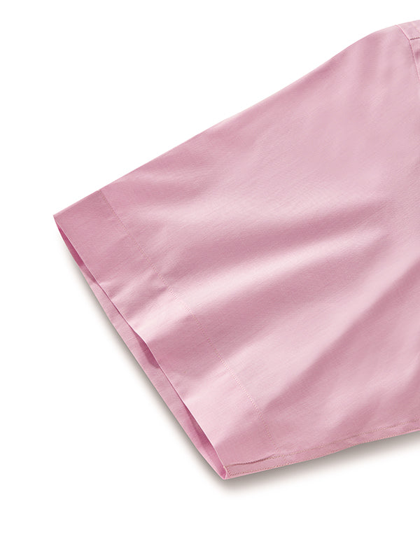 Chambray Pink Solid Half Sleeve Classic Fit Semi Formal Two Ply Mercerized Cotton Shirt