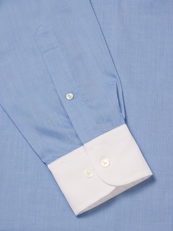 Chambray Sky Solid Full Sleeve Single Cuff Classic Fit Classic Formal Two Ply Mercerized Cotton Shirt