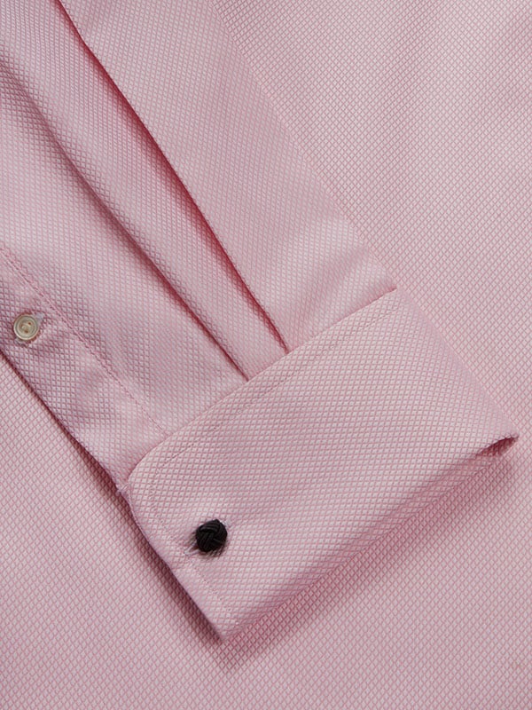 Cione Pink Check Full Sleeve Double Cuff Classic Fit Classic Formal Two Ply Mercerized Cotton Shirt