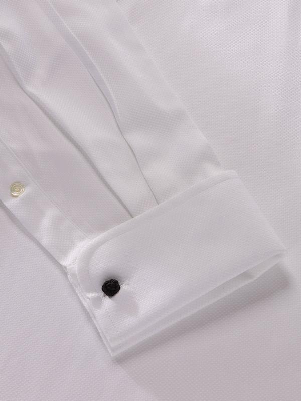 Cione White Solid Full Sleeve Double Cuff Classic Fit Classic Formal Two Ply Mercerized Cotton Shirt