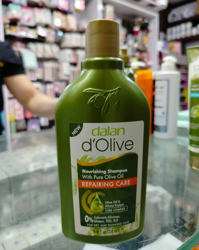 Dalan d'Olive Pure Olive Oil & Wheat Protein Care Complex Nourishing & Repairing Care Shampoo, 250 ml