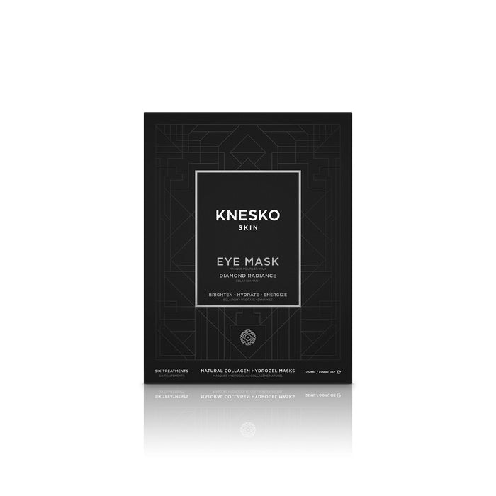 Black packaging of Diamond Radiance Eye Mask - 6 pack | Knesko featuring minimalist geometric design and branding, promoting skincare and wellness recovery.