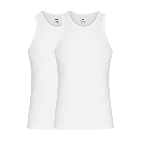 Dovre hvit singlet 2-pakning i bambusviskose og bomull, oversized passform