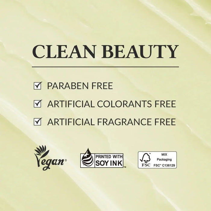 Clean beauty label with certifications on a beige background