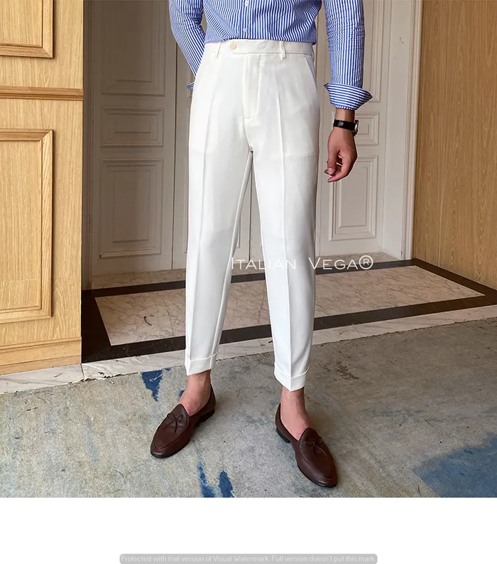 Frost White Men Formal Pants by ITALIAN VEGA®