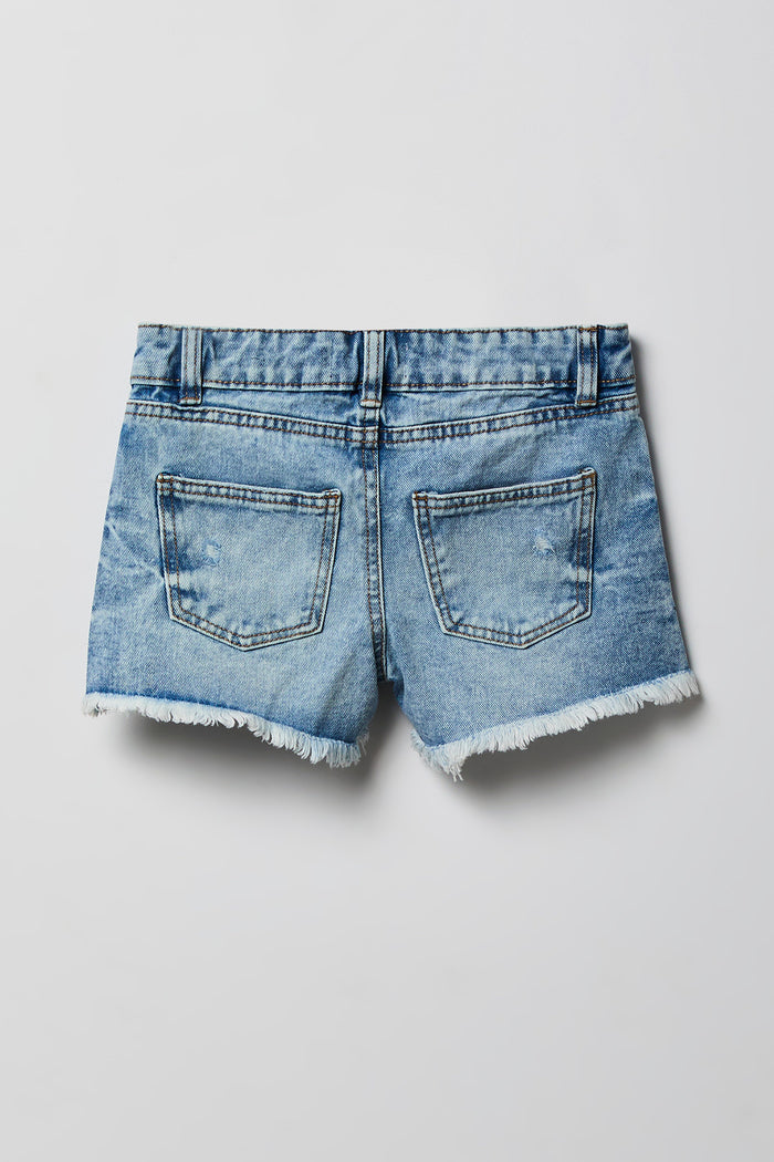 Girls High Rise Graphic Denim Short