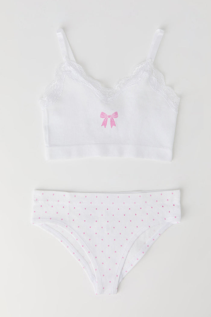 Girls Ribbed Seamless Bra Tank & Underwear Set