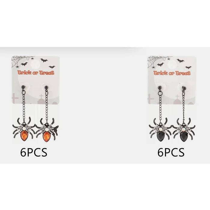 Gothic Black Spider Dangle Earrings – Rhinestone Halloween Drop Post Earrings for Women (CR4052)