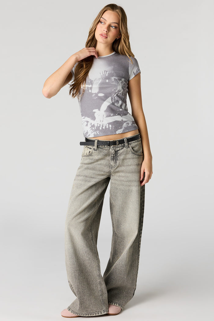 Graphic Ribbed Fitted T-Shirt