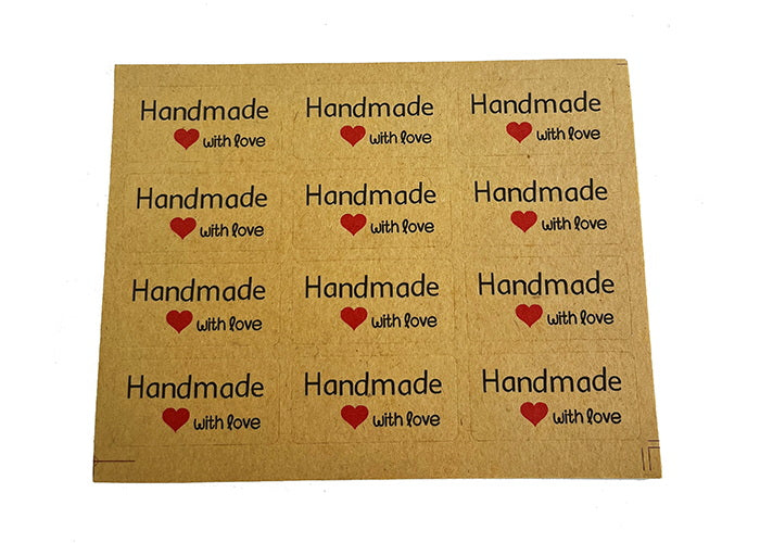 Labels / Stickers "Hand Made with Love " rectangle- x 120