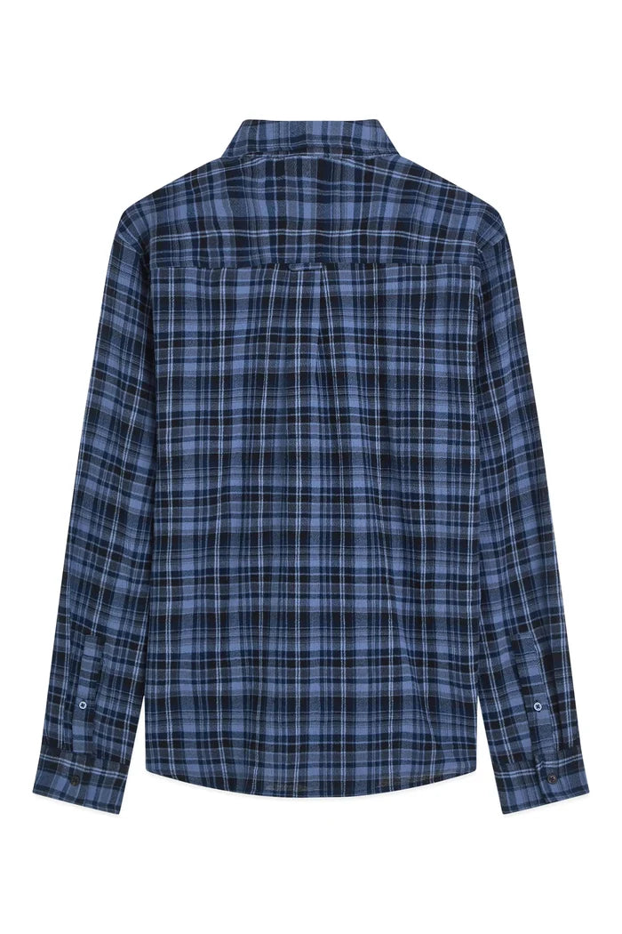 Lightweight Flannel Check Relaxed-Fit Shirt Pageant Blue Check