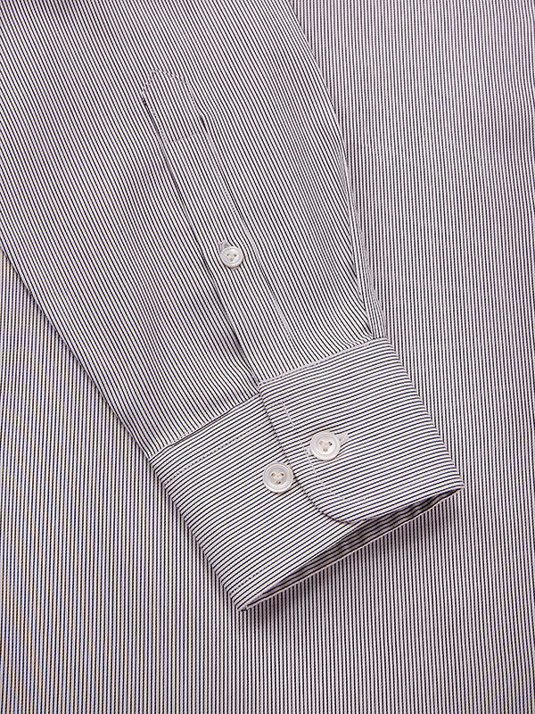 Marchetti Black & White Striped Full Sleeve Single Cuff Tailored Fit Classic Formal Cotton Shirt