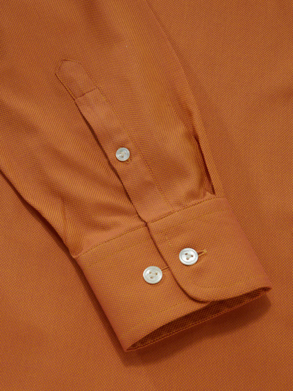 Marzeno Ochre Solid Full Sleeve Single Cuff Tailored Fit Semi Formal Dark Two Ply Mercerized Cotton Shirt