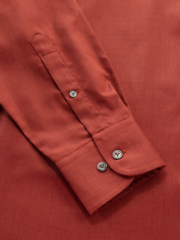 Marzeno Rust Solid Full Sleeve Classic Fit Semi Formal Dark Two Ply Mercerized Cotton Shirt
