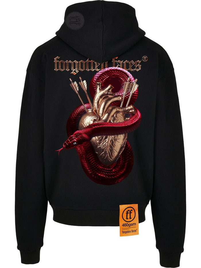 Men FORGOTTEN FACES Cross My Heart Red Snake Hoodie