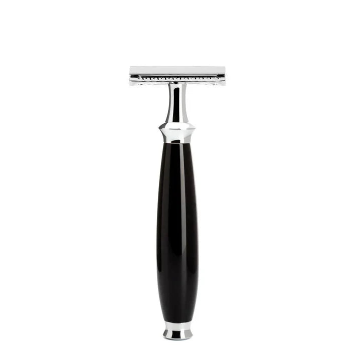 Muhle Purist Safety Razor High-Grade Resin, Black Handle, Closed Comb - R56SR