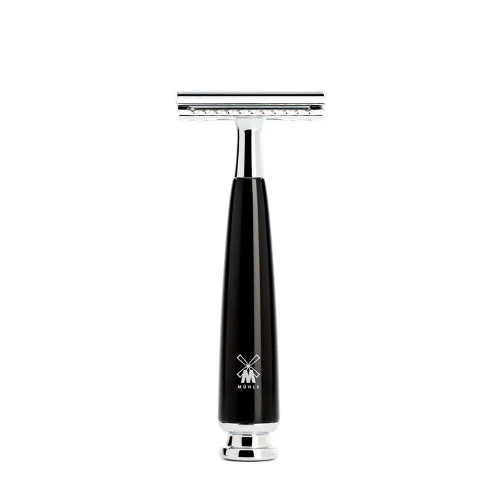 Muhle Rytmo Safety Razor High-Grade Resin, Black Handle, Closed Comb - R226SR