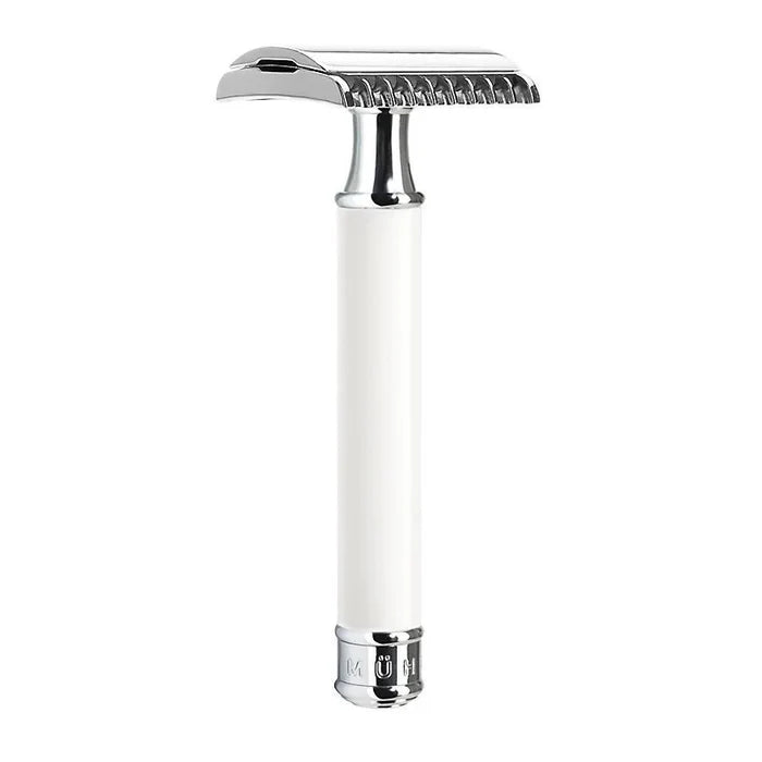 Muhle Traditional Open Comb Double Edge Safety Razor White Handle - R102