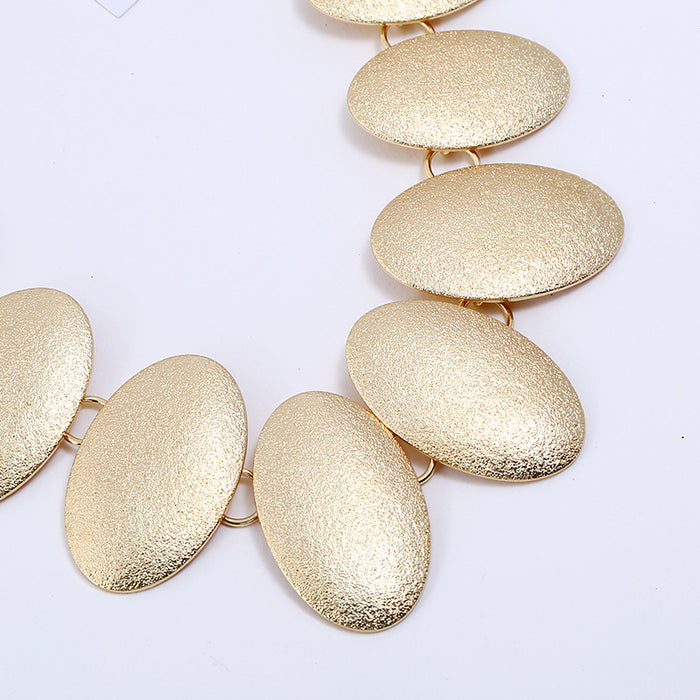 N2054 - Retro Oval Necklace