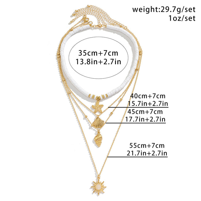 N2494 - Shell conch tassel multi-layer necklace