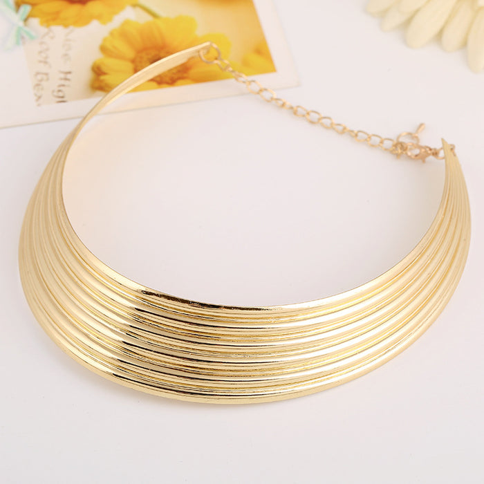 N2499 - Short Metal Collar Necklace