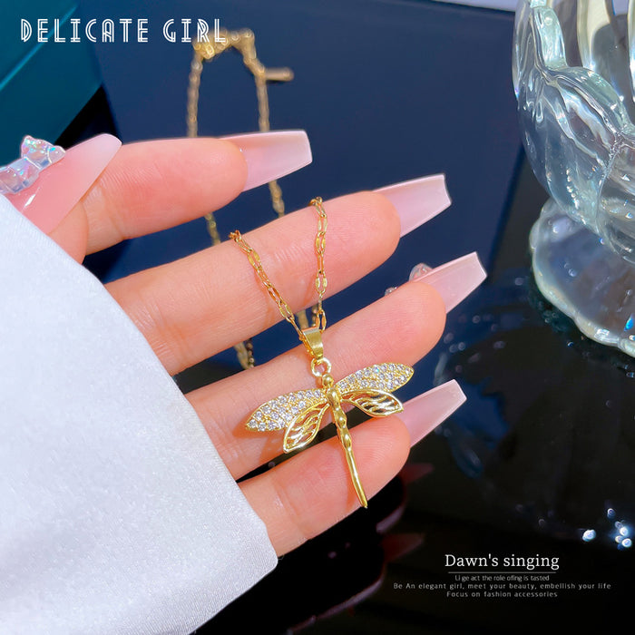 N2517 - Dragonfly clavicle chain necklace